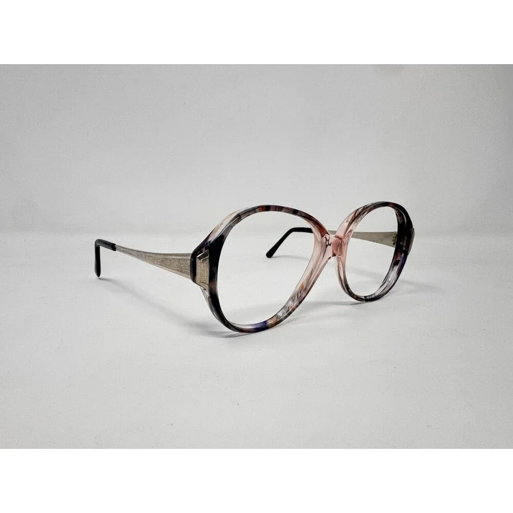 Vintage 1970s Oversized Round Eyeglass Frames Pink Silver Tortoise 55-18-140 New